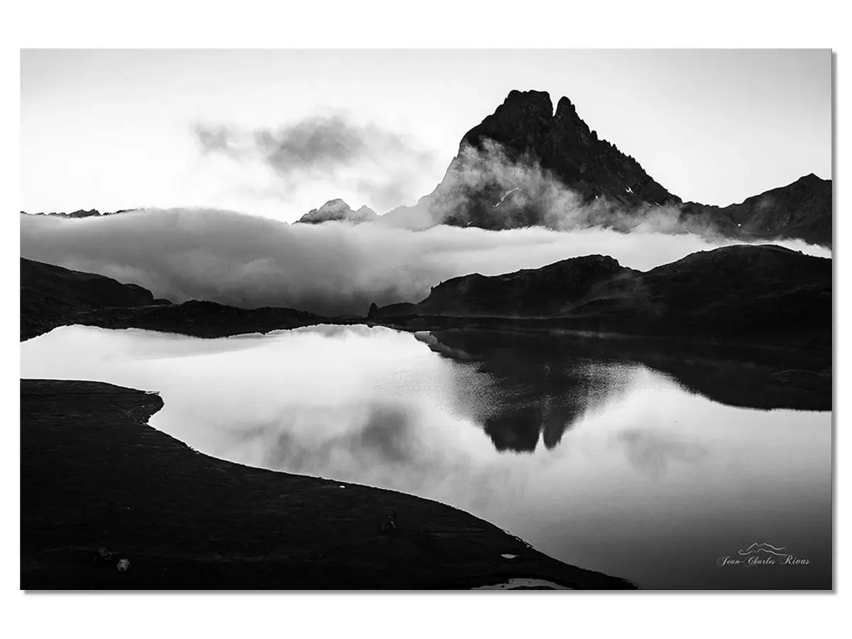 Tableau noir et blanc pic du midi d'ossau toile imprimée 120x80 cm