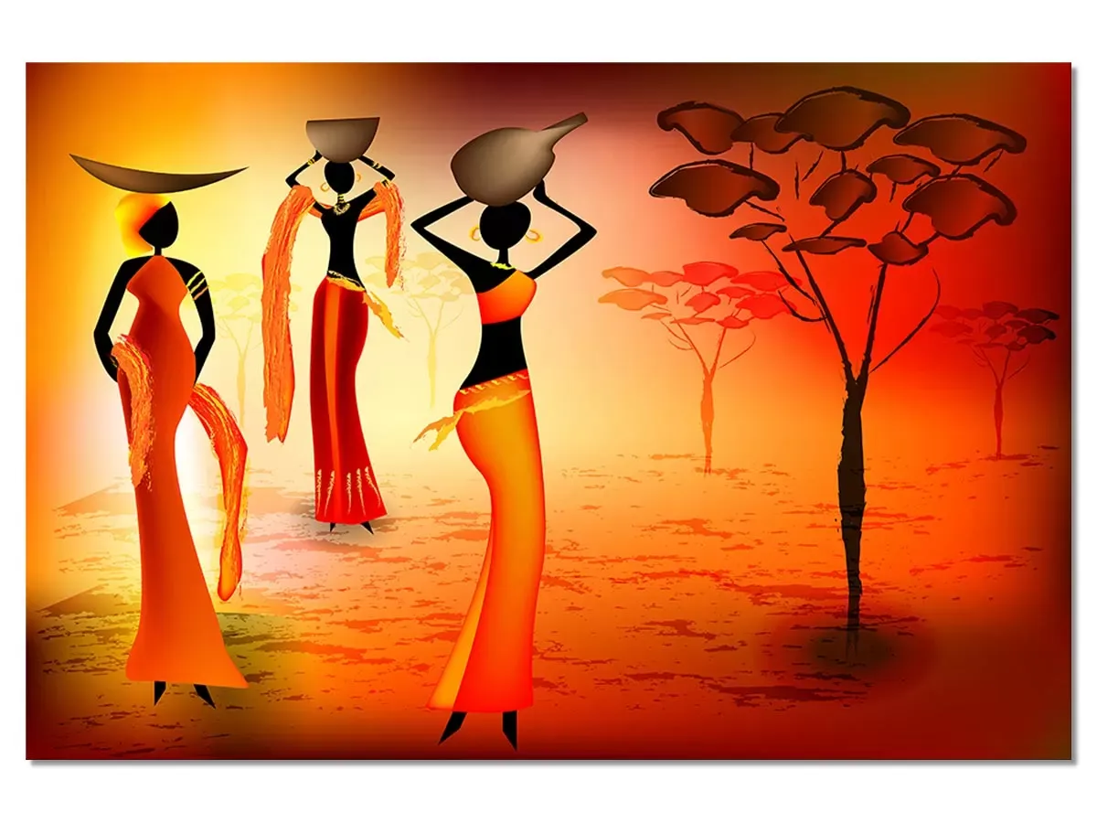 Tableau soirée africaine toile imprimée 120x80 cm