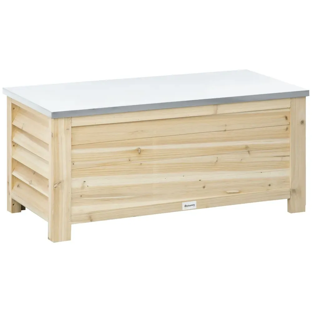 Banc coffre de jardin 2 en 1 bois sapin pré-huilé acier galvanisé