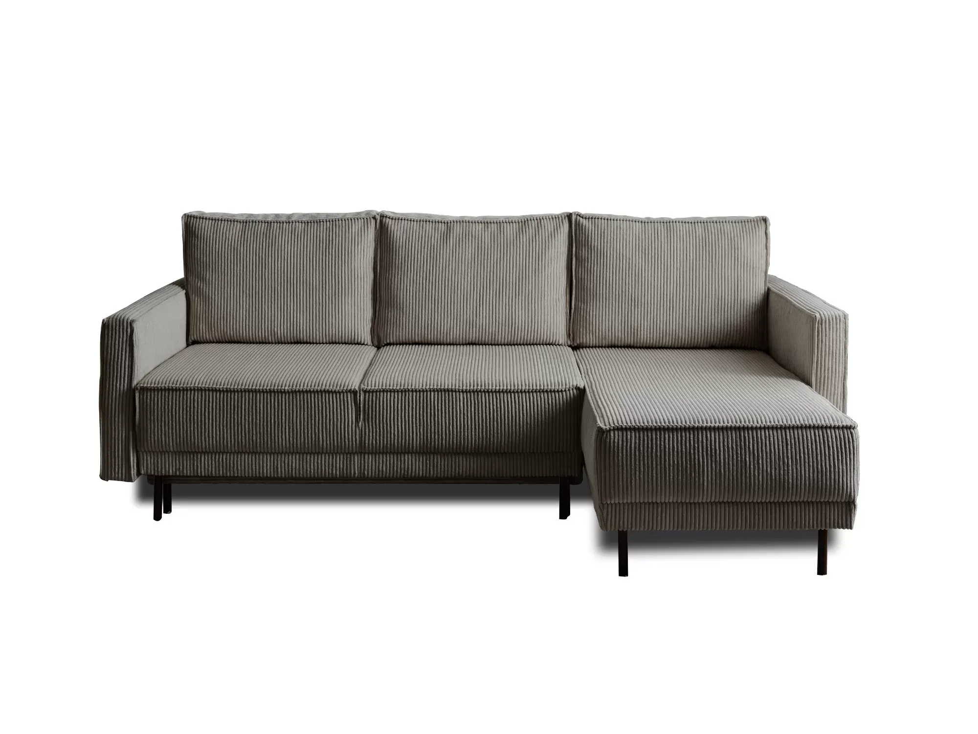 Canapé d'angle réversible convertible 4 places en velours côtelé gris
