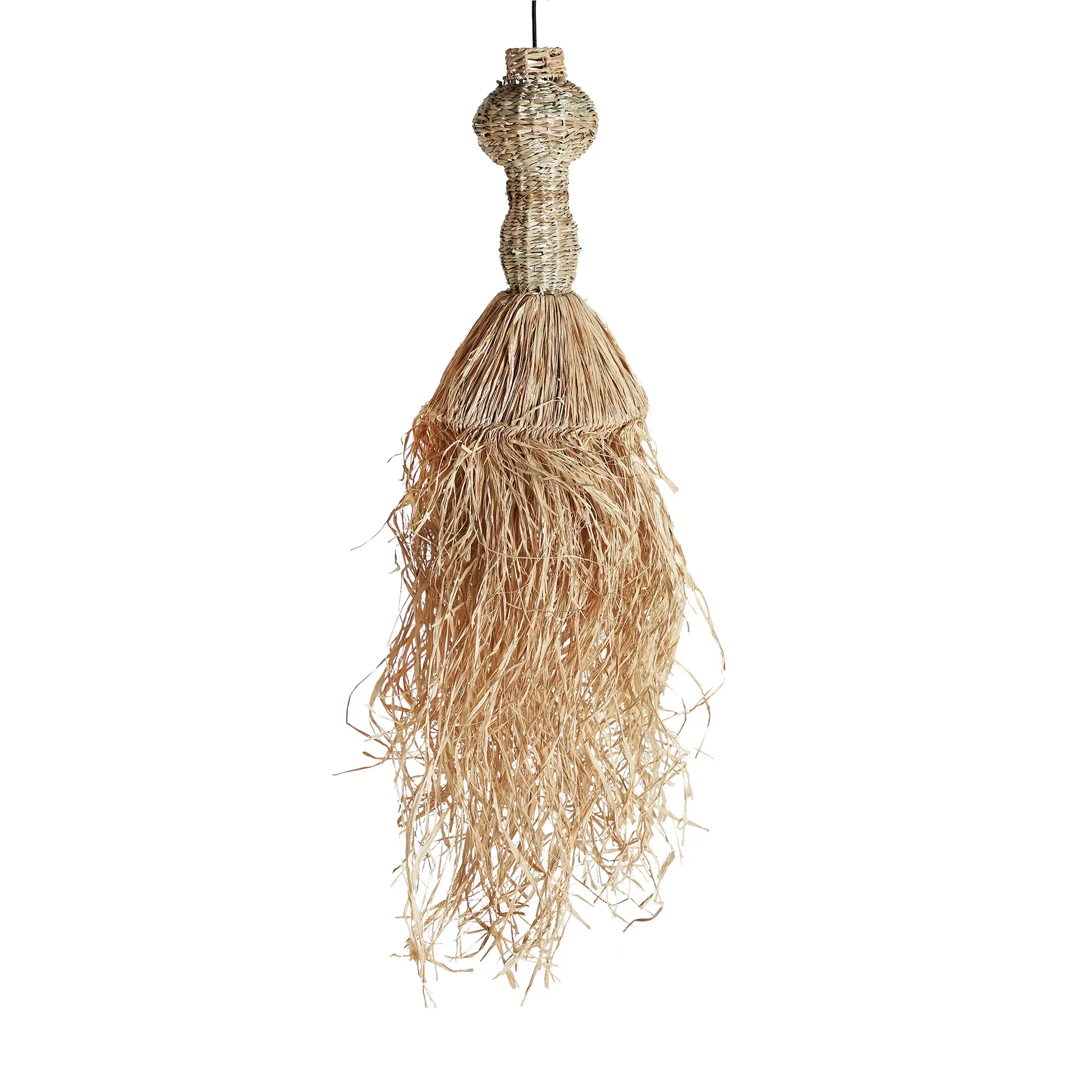 Lustre en fibre naturelle marron  en 32x32x113 cm