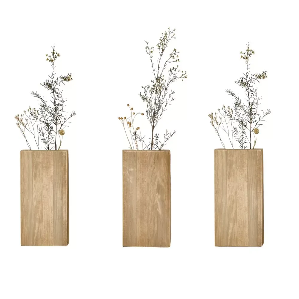 Vase mural en bois 3 unités
