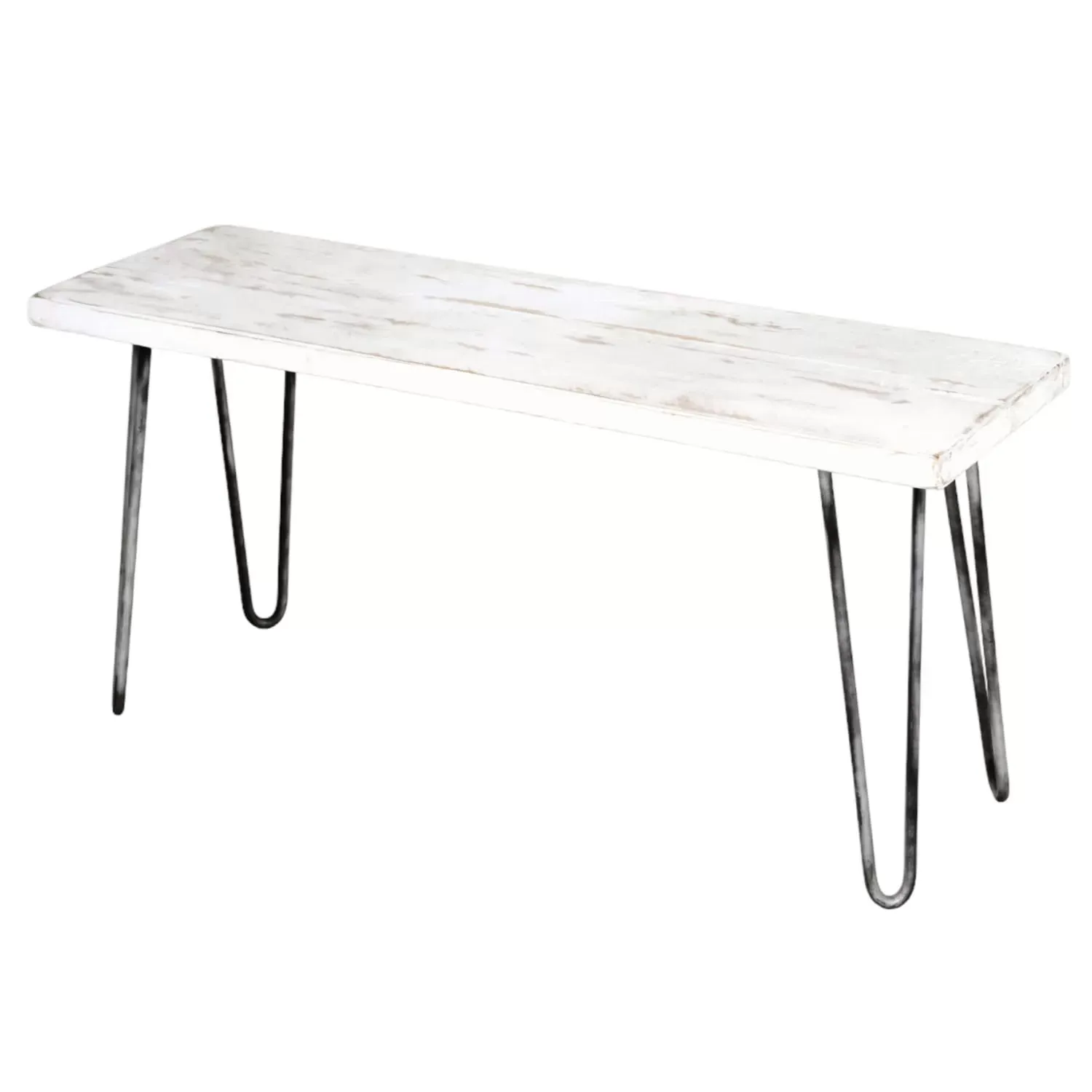 Banc en bois  de couleur blanc vielli