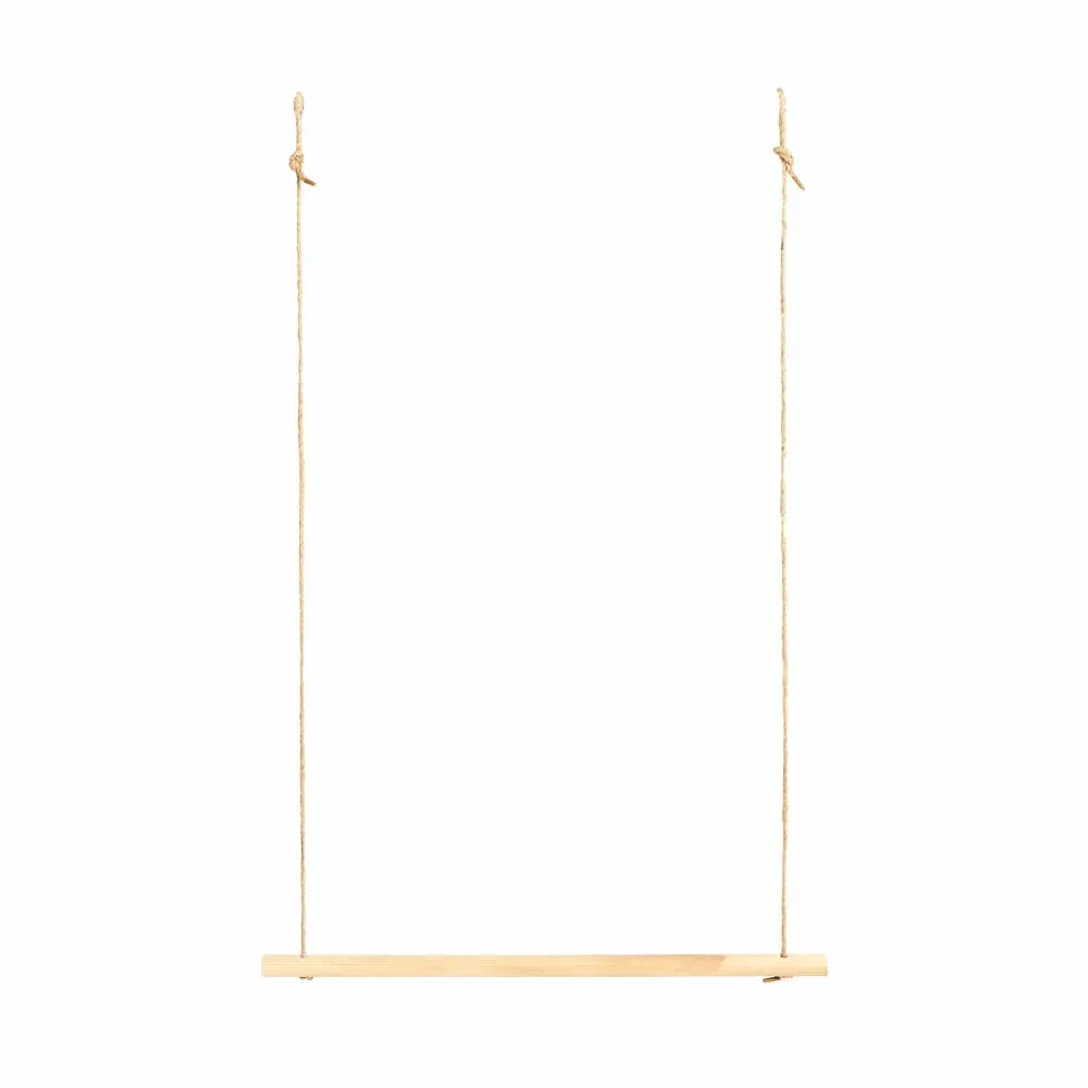 Porte-manteau mural bois et corde de jute beige