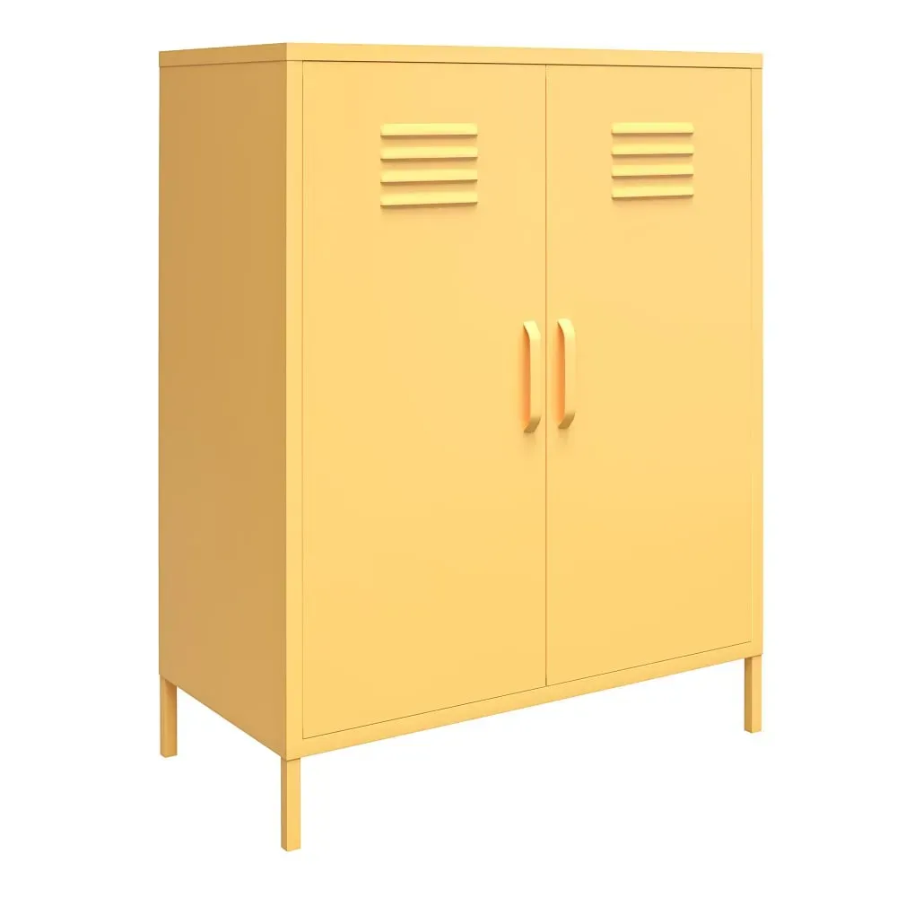 Armoire avec 2 portes en métal jaune