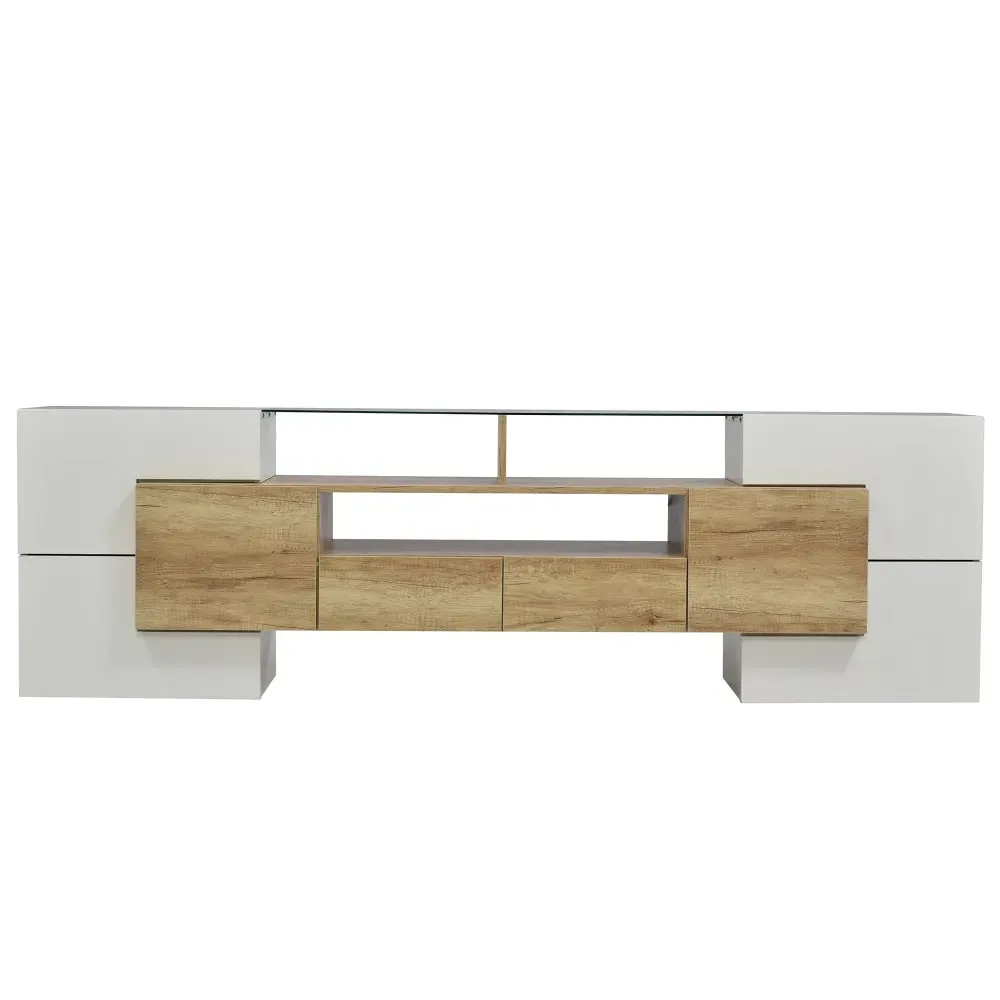 Cabinet Moderne en Bois Naturel et Blanc avec Rangements