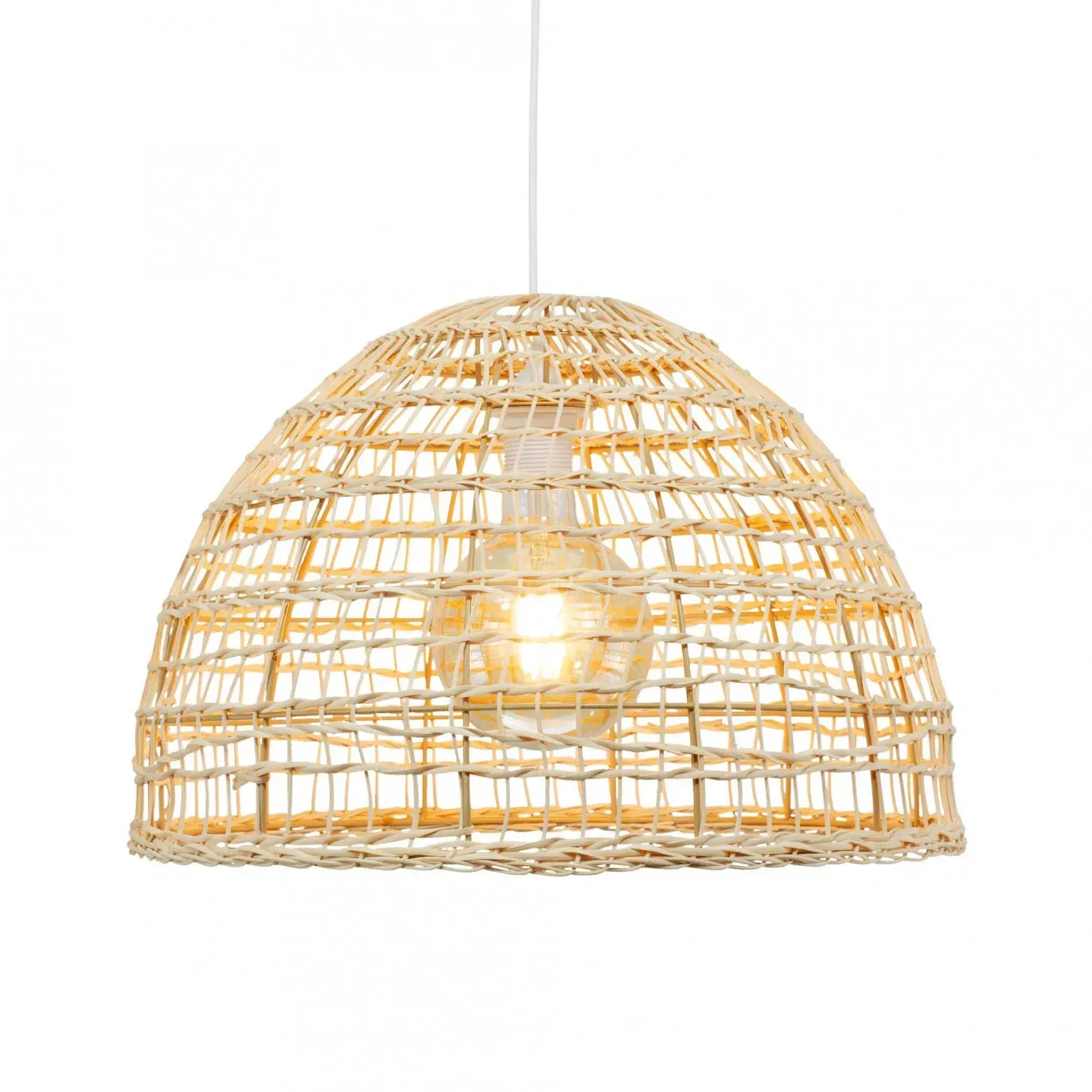 Suspension en rotin tressé naturel et métal marron