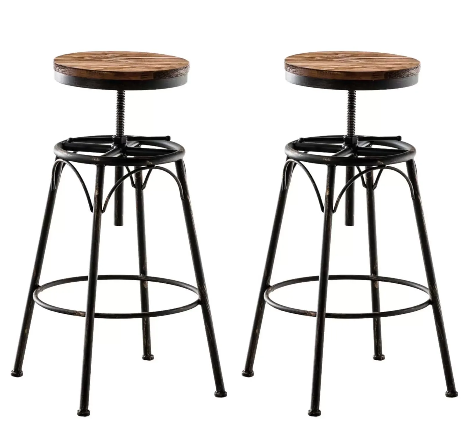 Lot de 2 tabourets de bar industriel en métal Bronze
