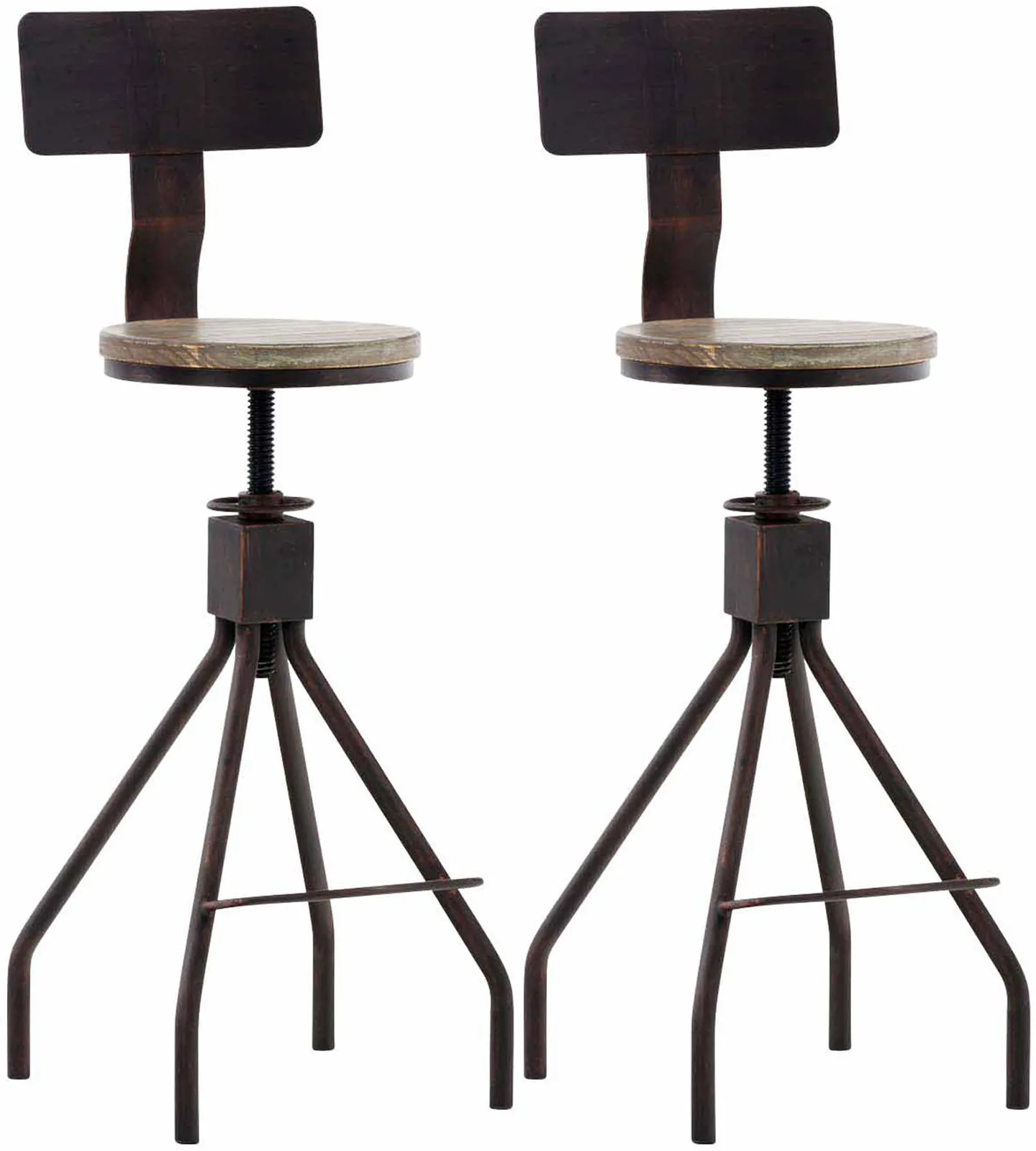 Lot de 2 tabourets de bar industriel en métal Bronze