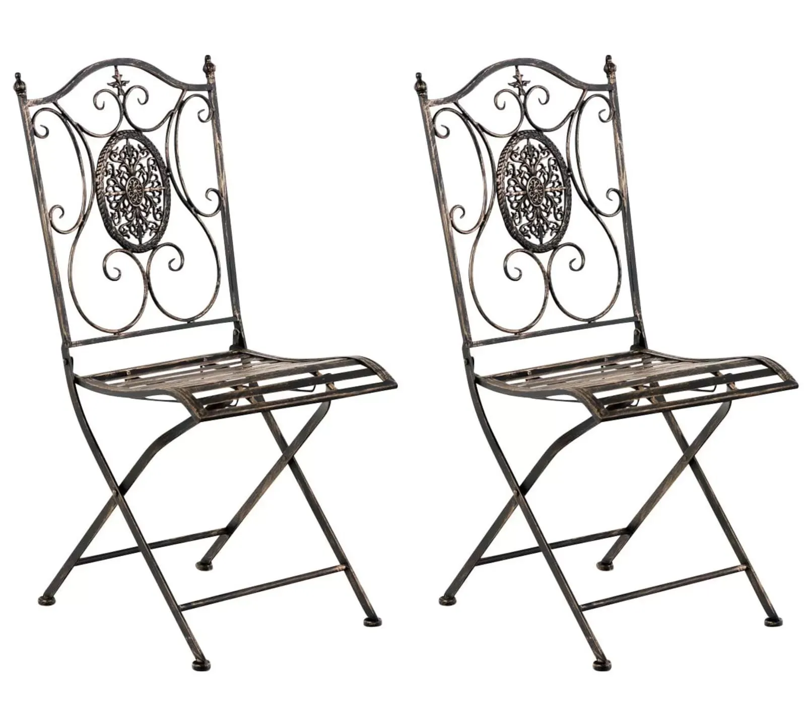 Lot de 2 chaises de jardin pliables en métal Bronze