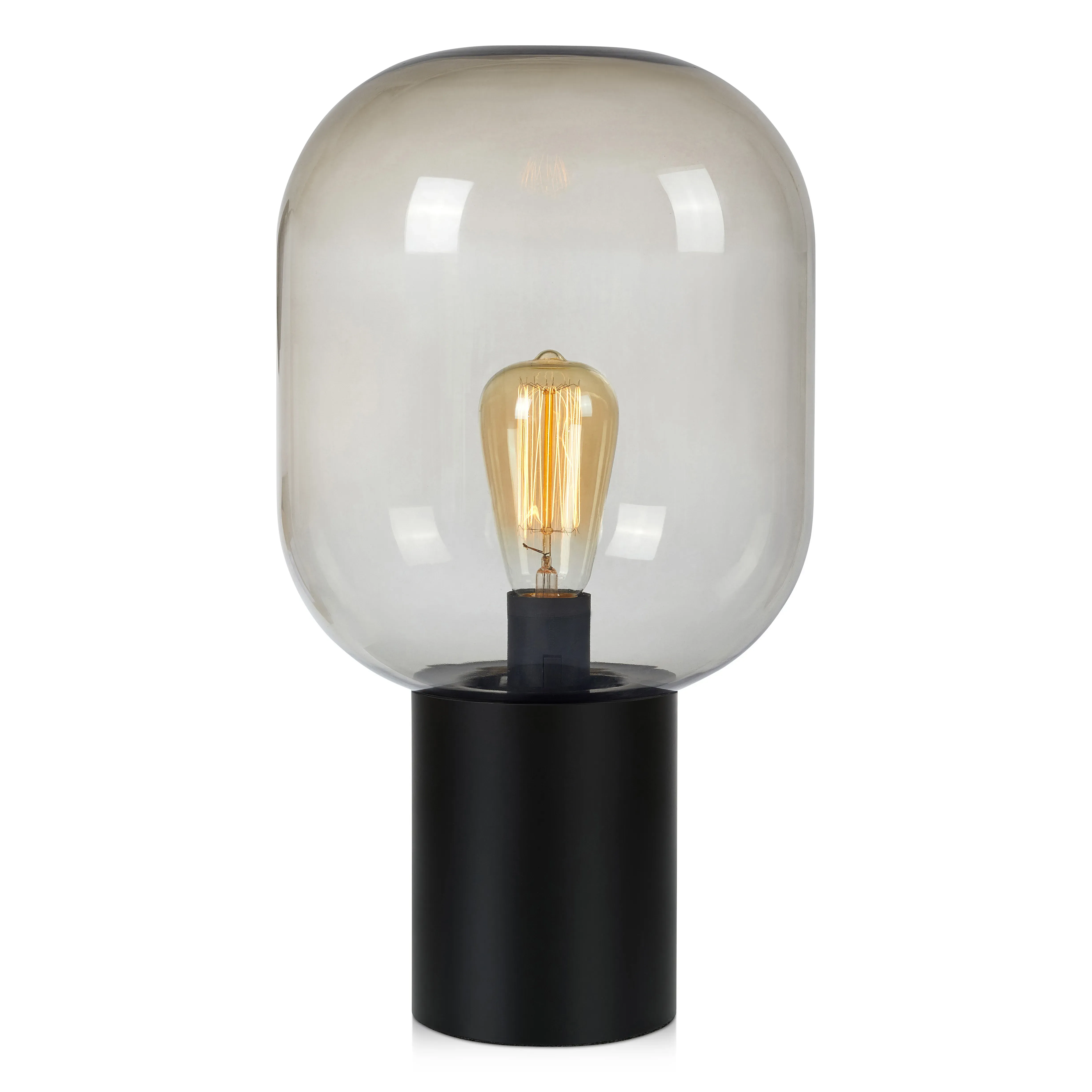 Lampe de table en verre noir