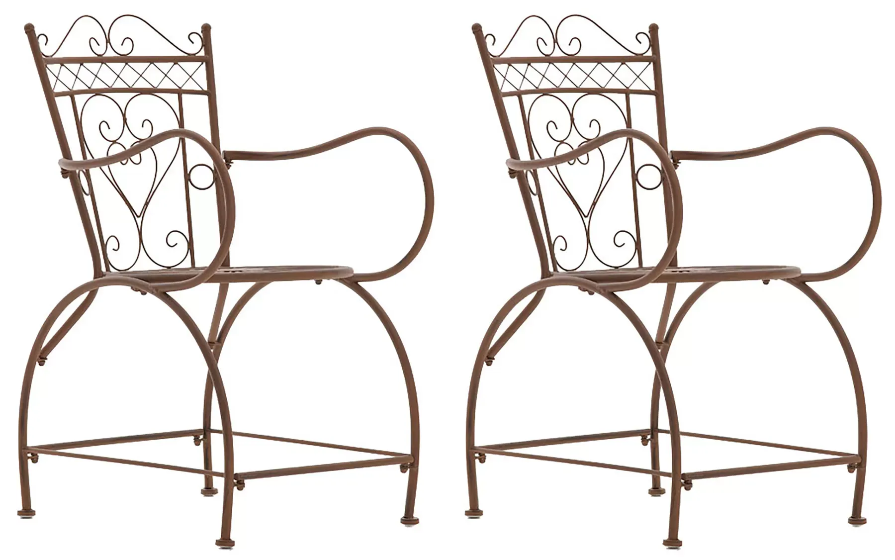 Lot de 2 chaises de jardin en métal Marron antique