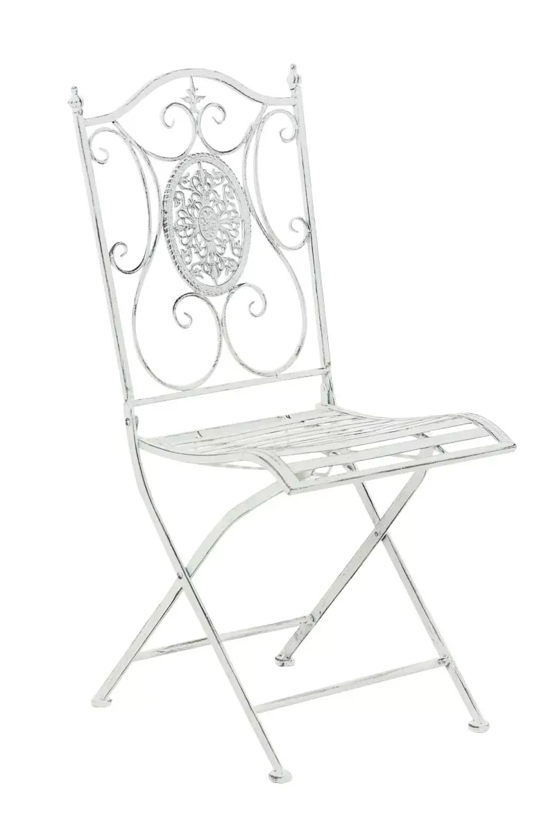 Chaise de jardin pliable en métal Blanc antique