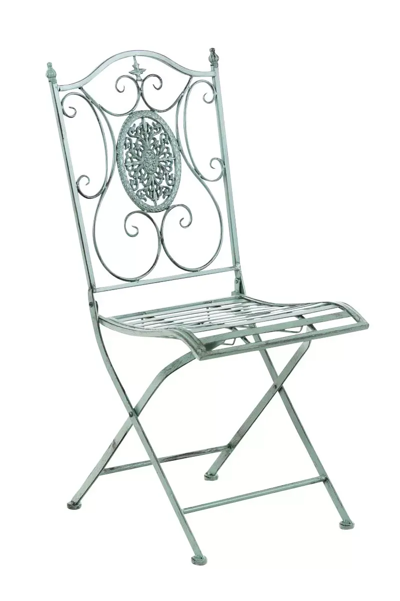 Chaise de jardin pliable en métal Vert antique
