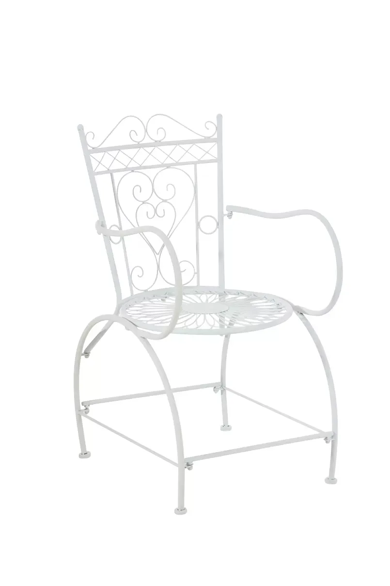 Chaise de jardin avec accoudoirs en métal Blanc