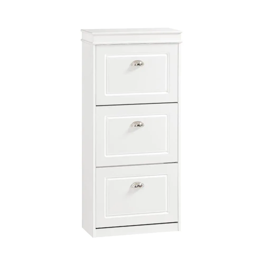 Meuble à chaussures 3 portes abattantes effet bois blanc