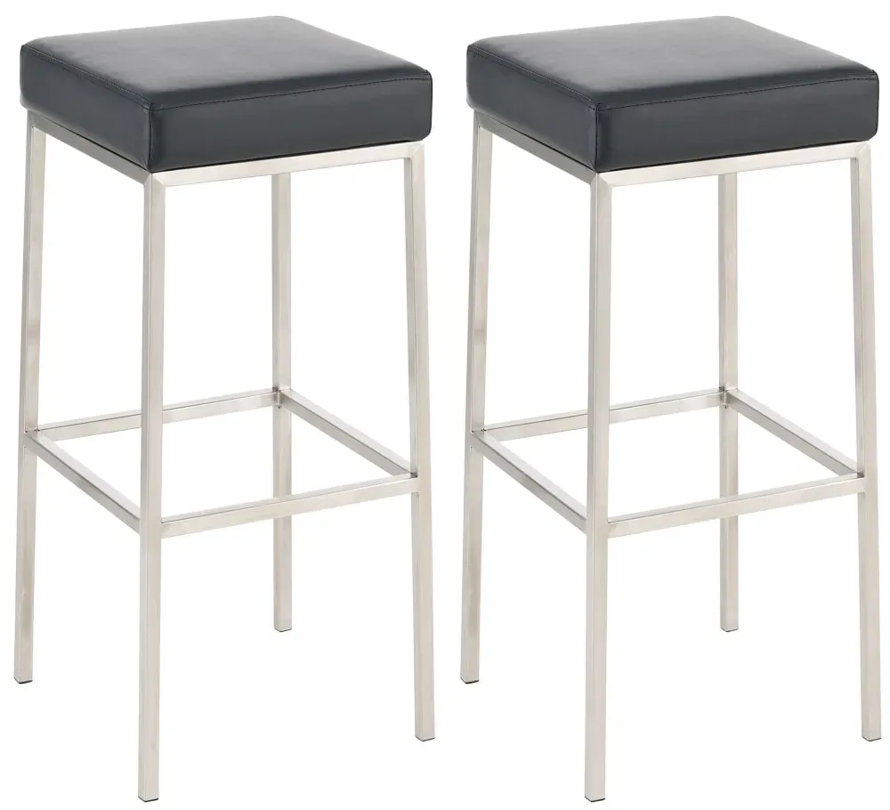 Lot 2 tabourets de bar avec pieds en métal en pvc et synthetique Noir