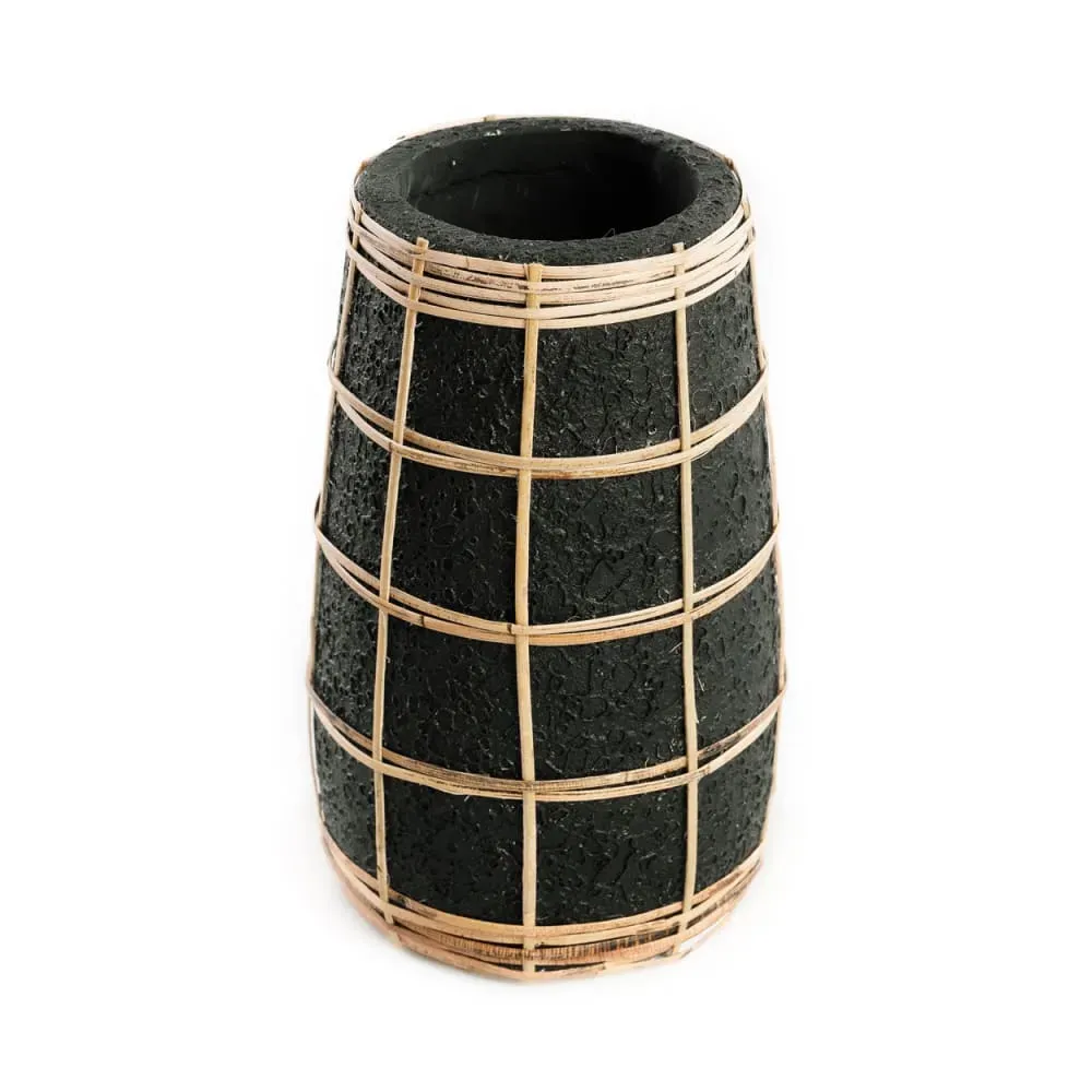 Vase en terre cuite noire naturel h22