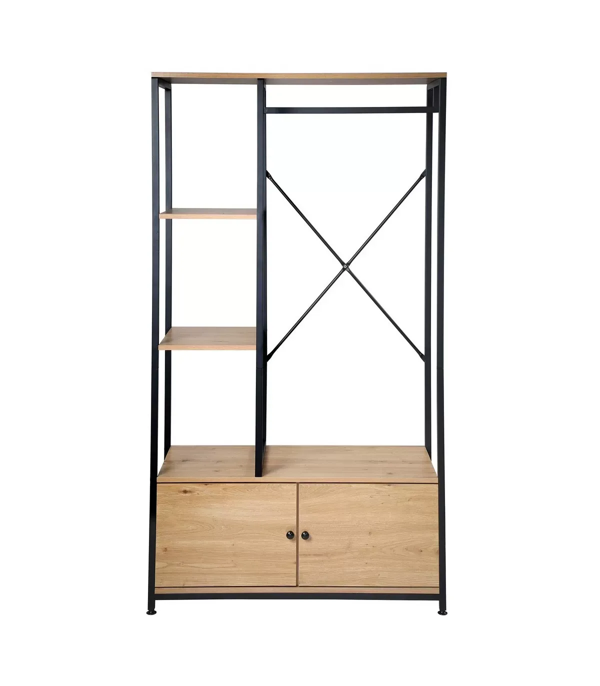 Penderie avec rangements effet bois - H167 x L90 cm