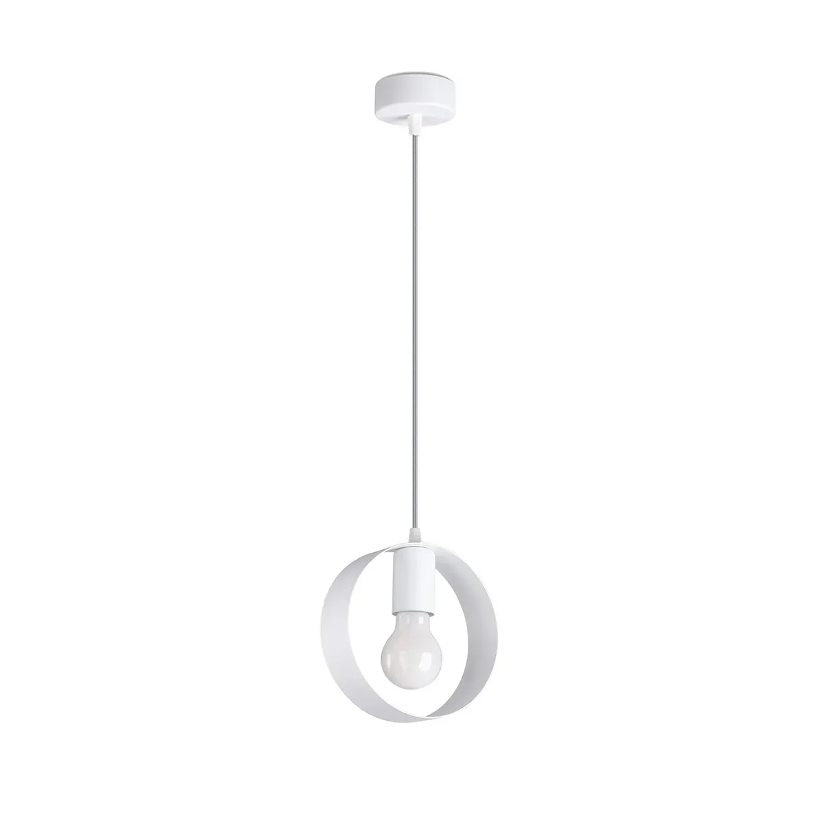 Lampe suspendue acier blanc H 120 cm