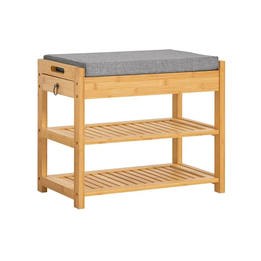 Banc à chaussures avec 2 étages en bambou