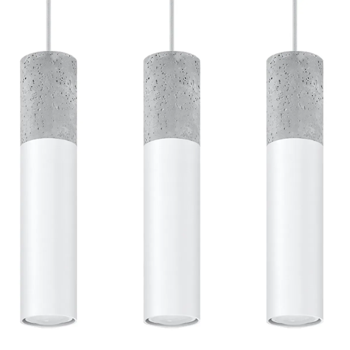 Lampe suspendue acier/béton blanc H 90 cm