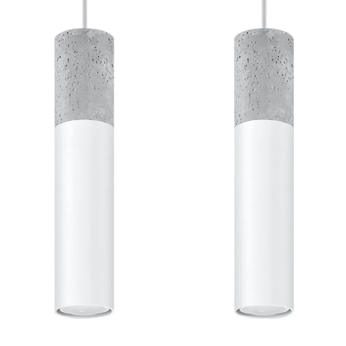 Lampe suspendue acier/béton blanc H 90 cm