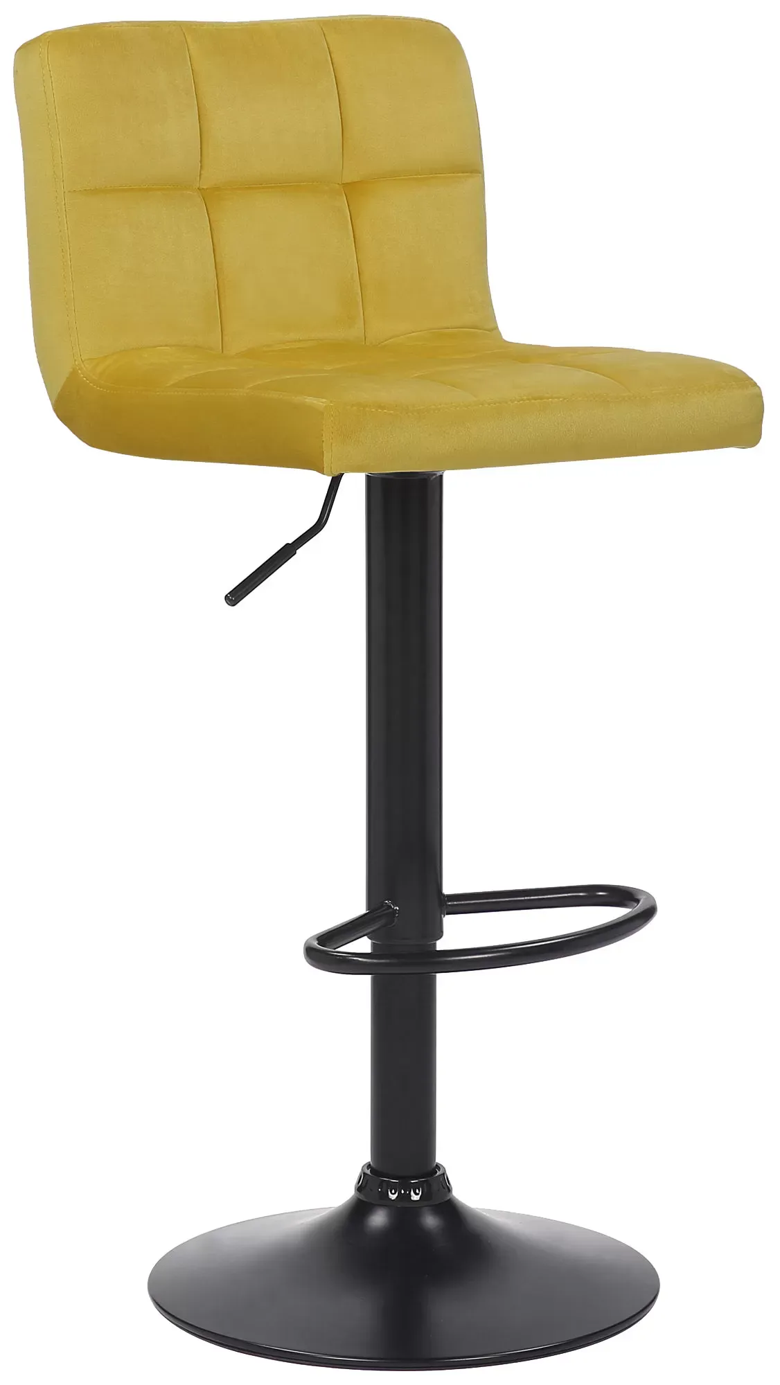 Tabouret de bar réglable pivotant en velours Jaune