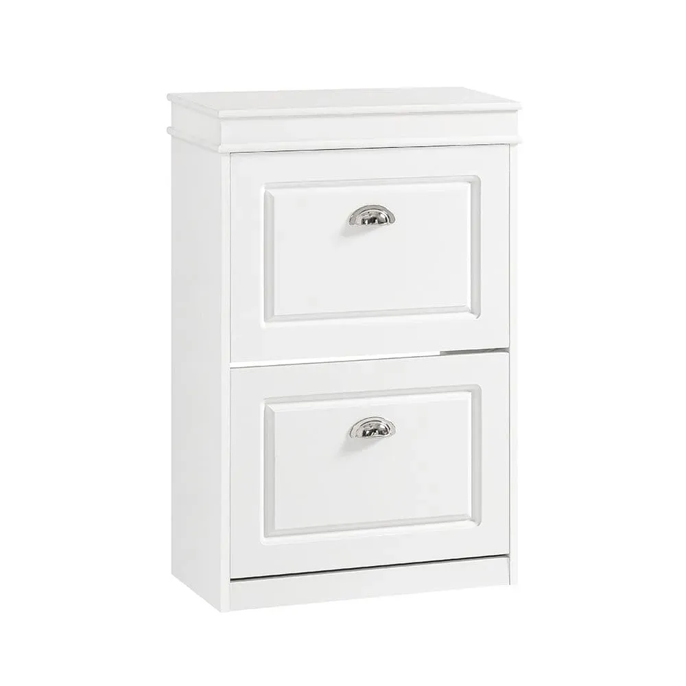 Armoire à chaussures 2 abattants effet bois blanc