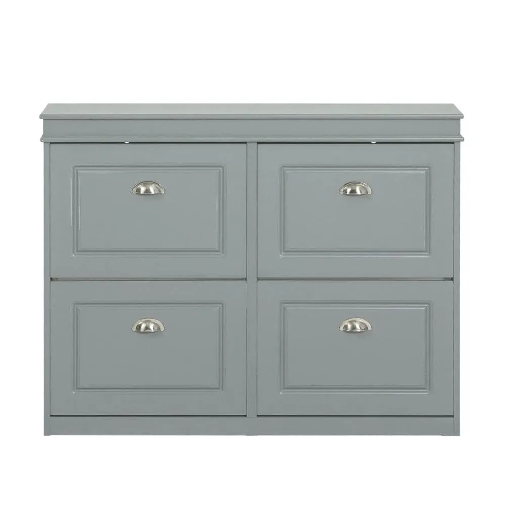 Armoire à chaussures 4 abattants effet bois gris