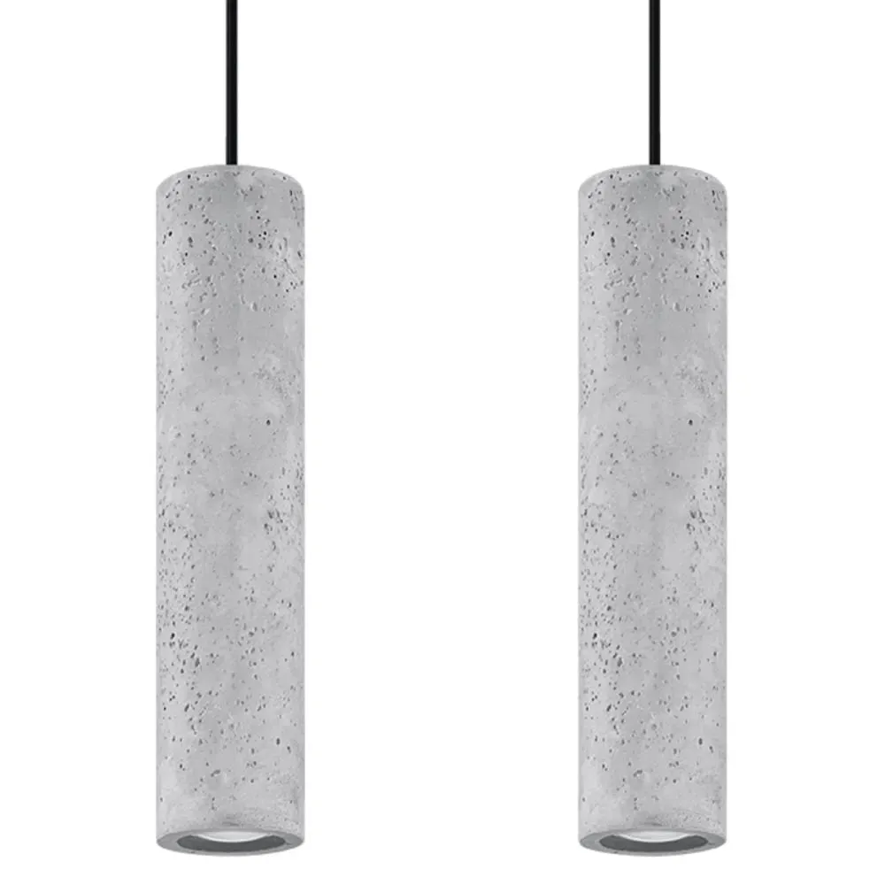 Lampe suspendue béton gris H 90 cm