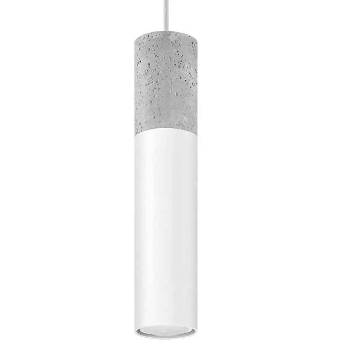 Lampe suspendue acier/béton blanc H 105 cm