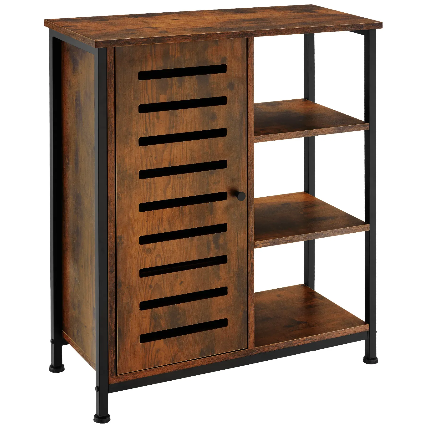 Buffet style industriel pieds réglables 70 x 32 x 82 cm bois foncé