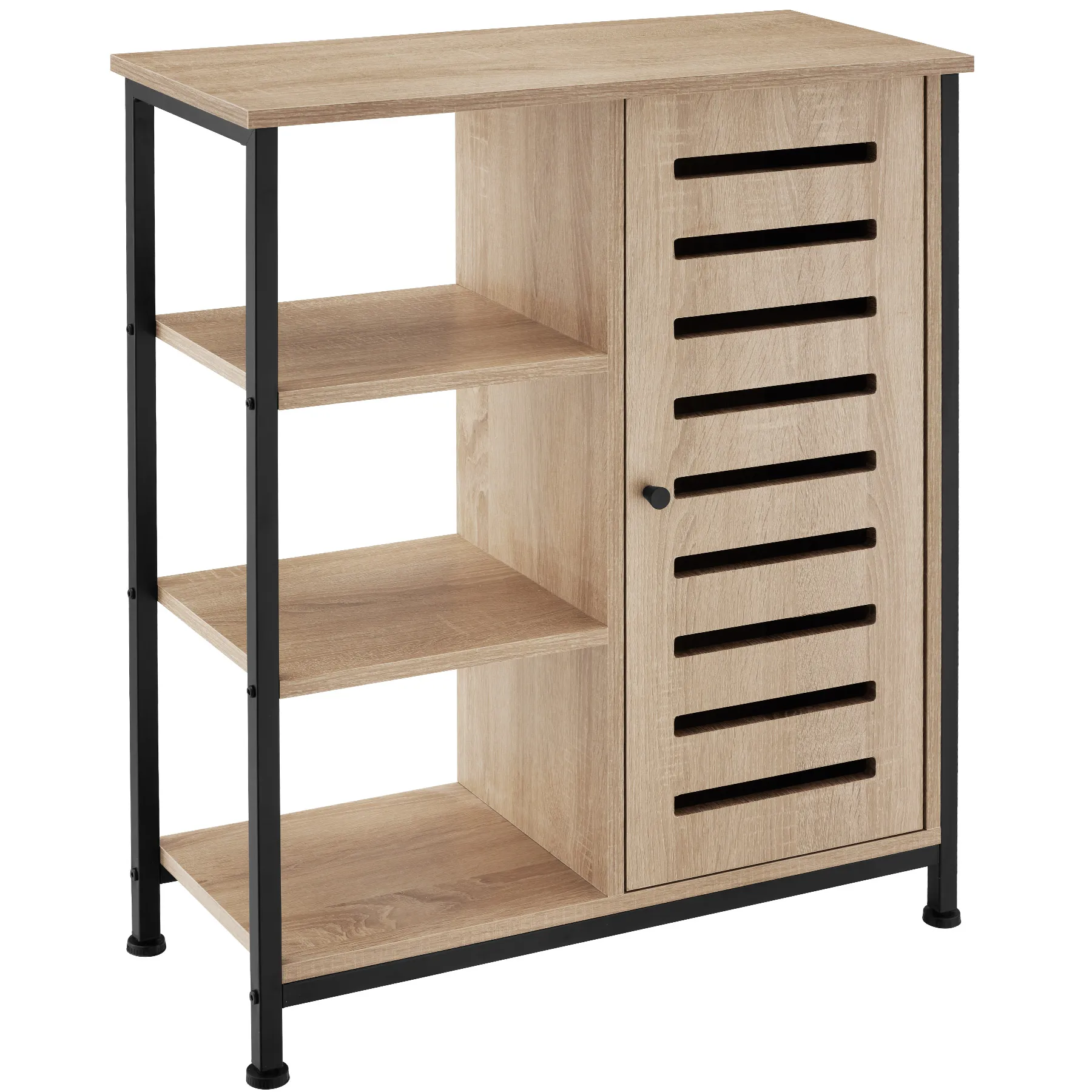 Buffet style industriel pieds réglables 70 x 32 x 82 cm bois clair
