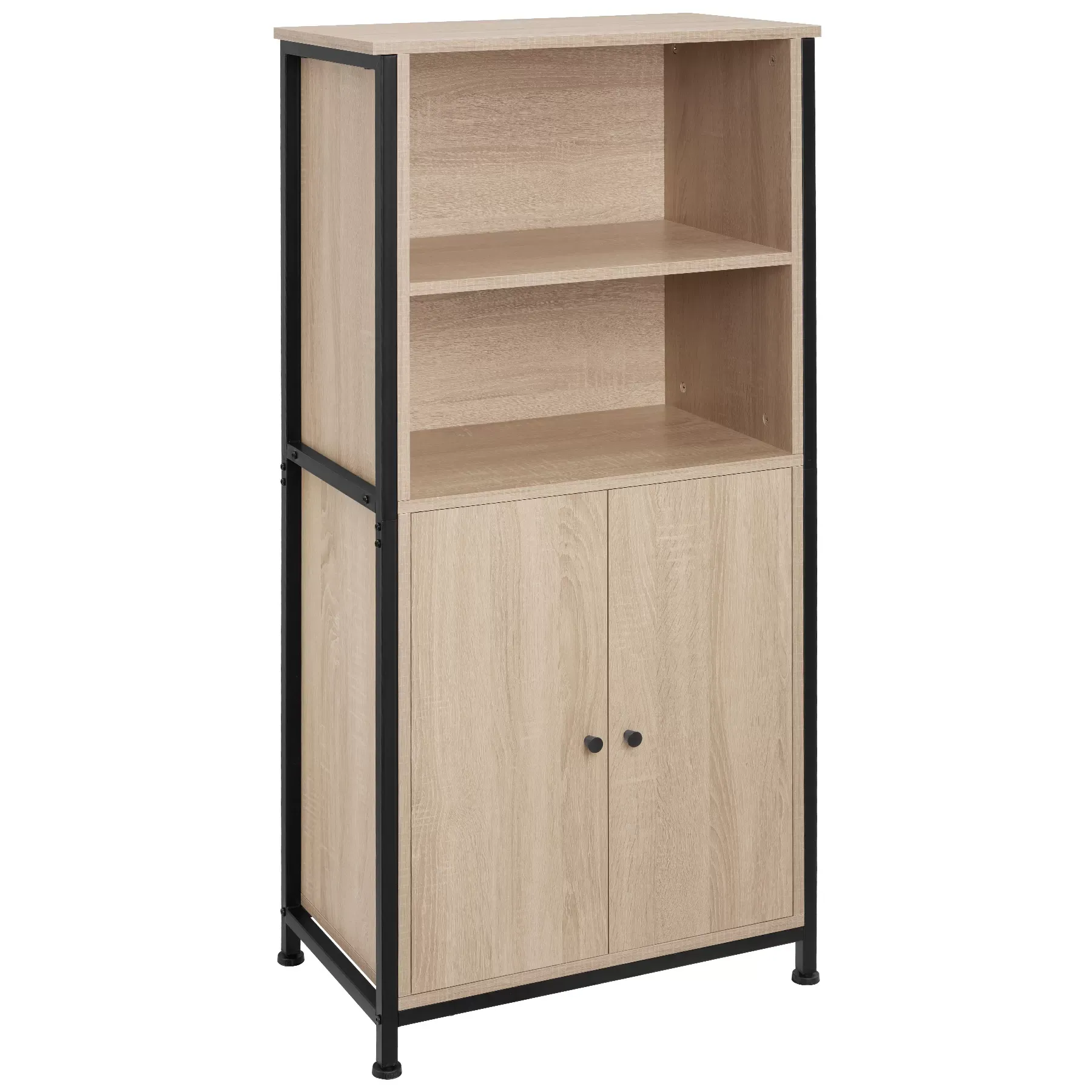 Buffet style industriel pieds réglables 60 x 38 x 125 cm bois clair