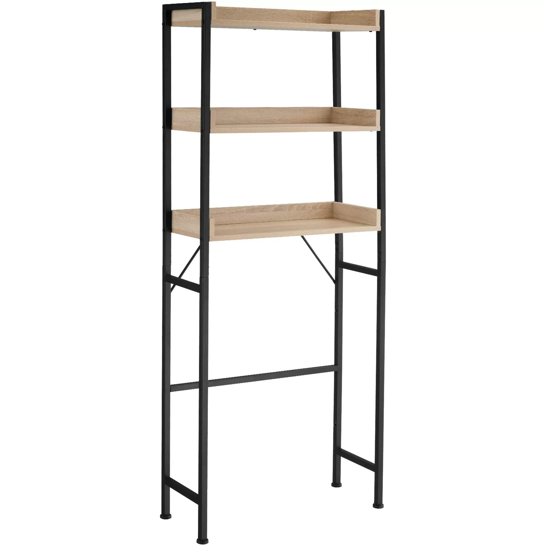 Étagère de salle de bain avec 3 étagères Style industriel Bois clair