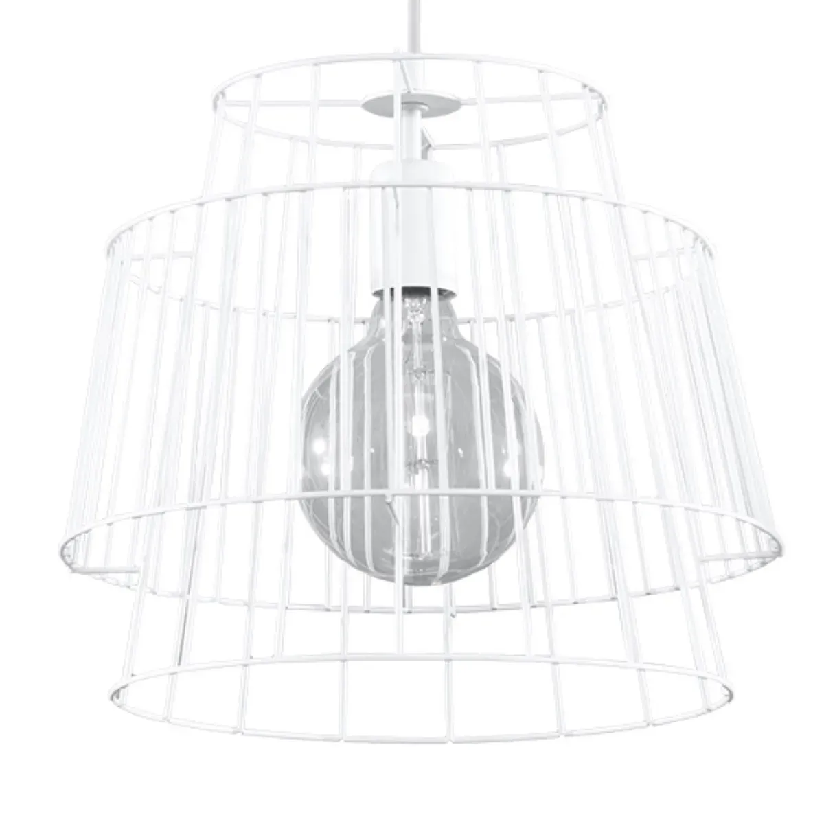 Lampe suspendue acier blanc H 130 cm