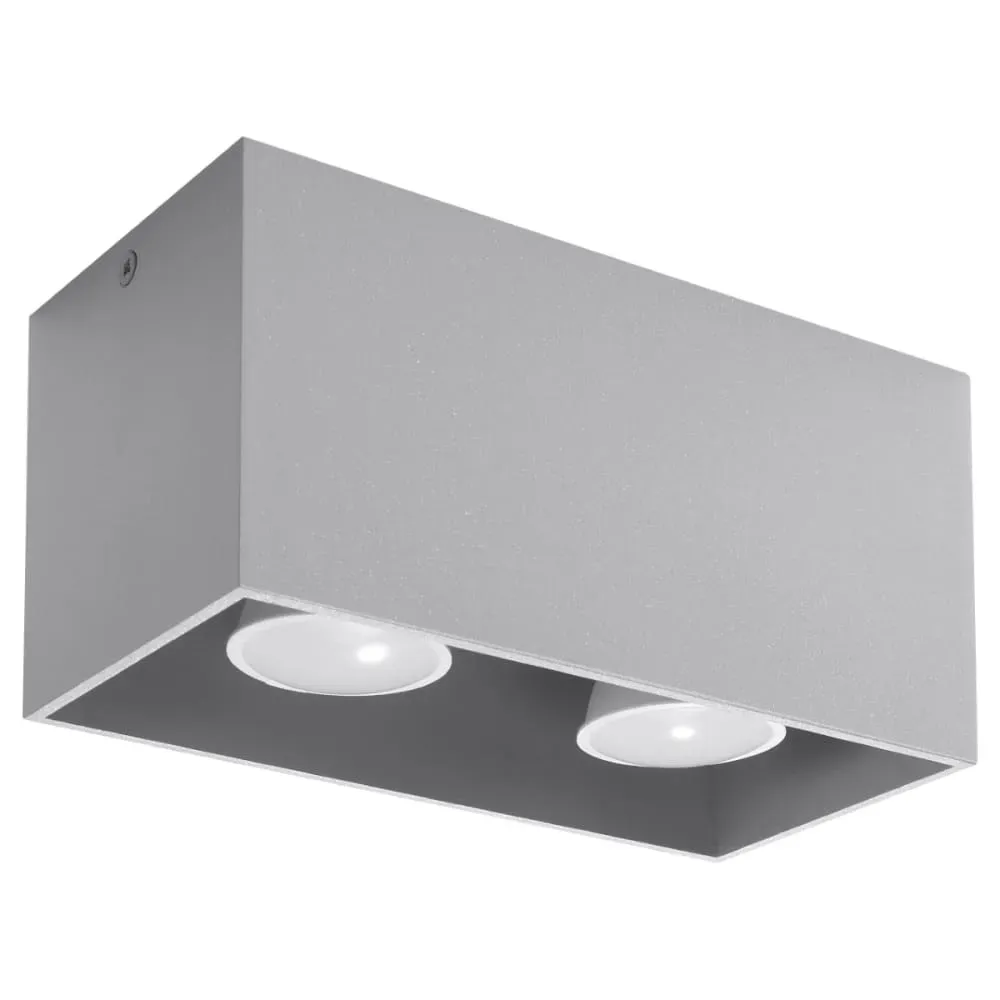 Plafonnier aluminium gris H 10 cm