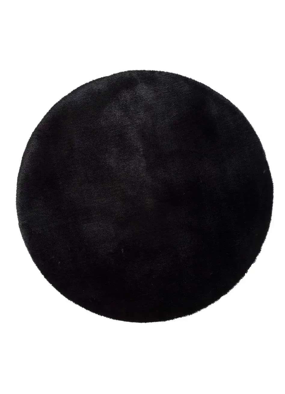 Tapis rond lavable shaggy noir 120x120 cm