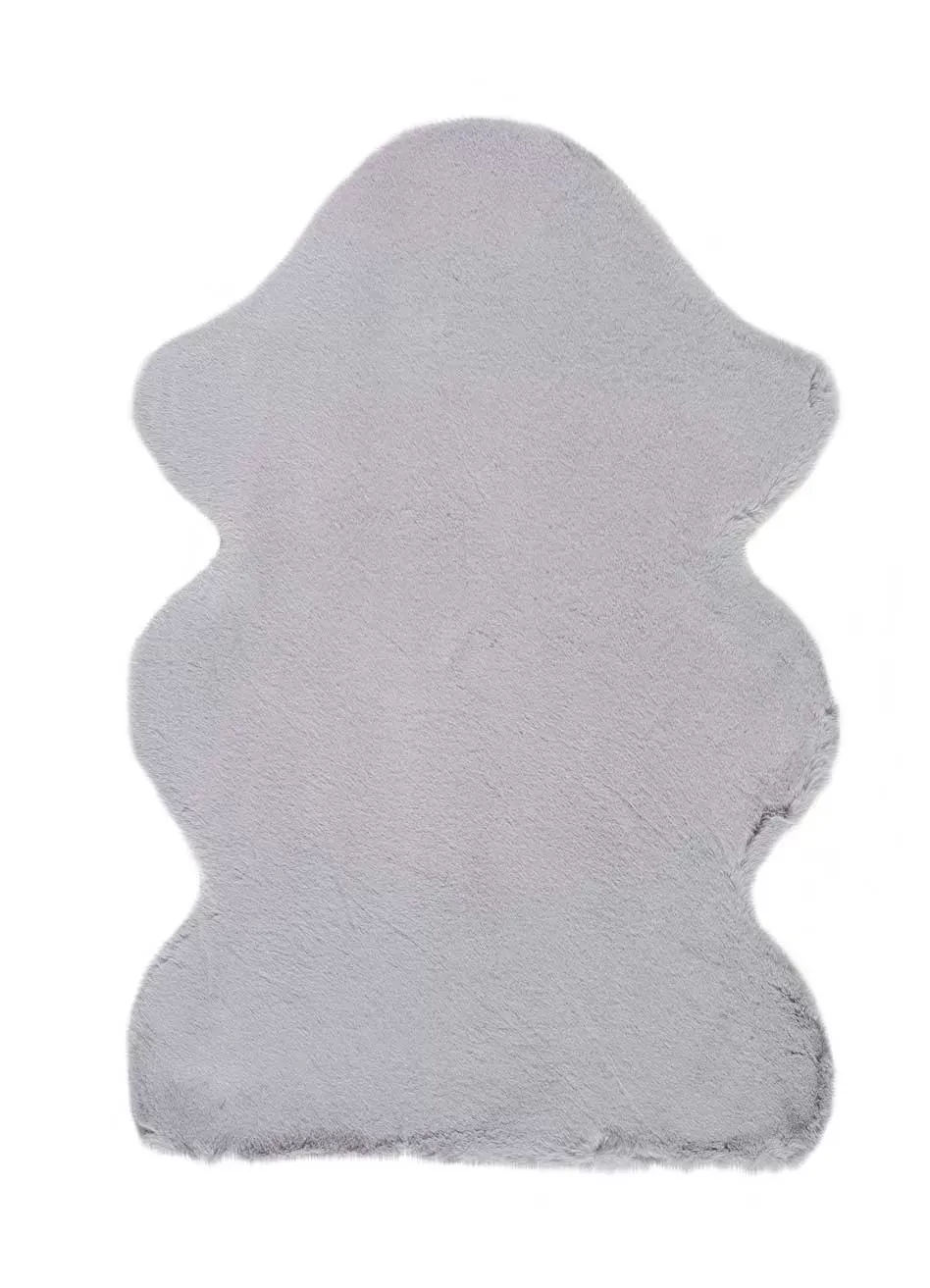 Tapis descente de lit lavable shaggy gris antidérapant 60x90 cm