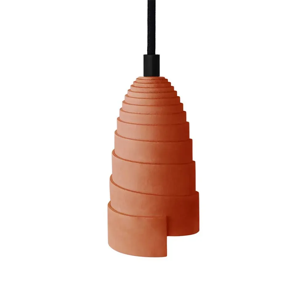 Lampe suspension en béton terracotta, accessoires noirs