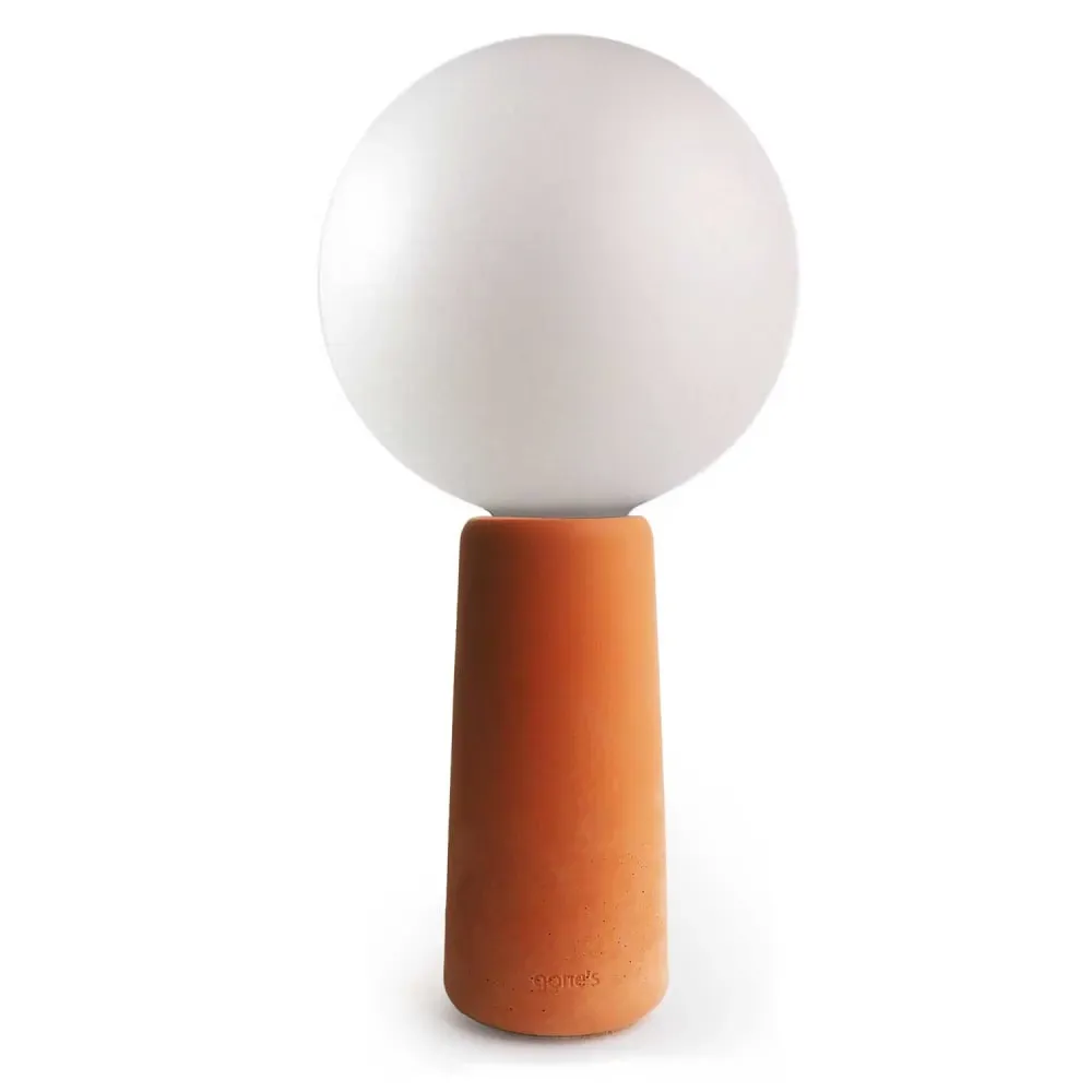 Lampe à poser béton terracotta avec ampoule effet porcelaine