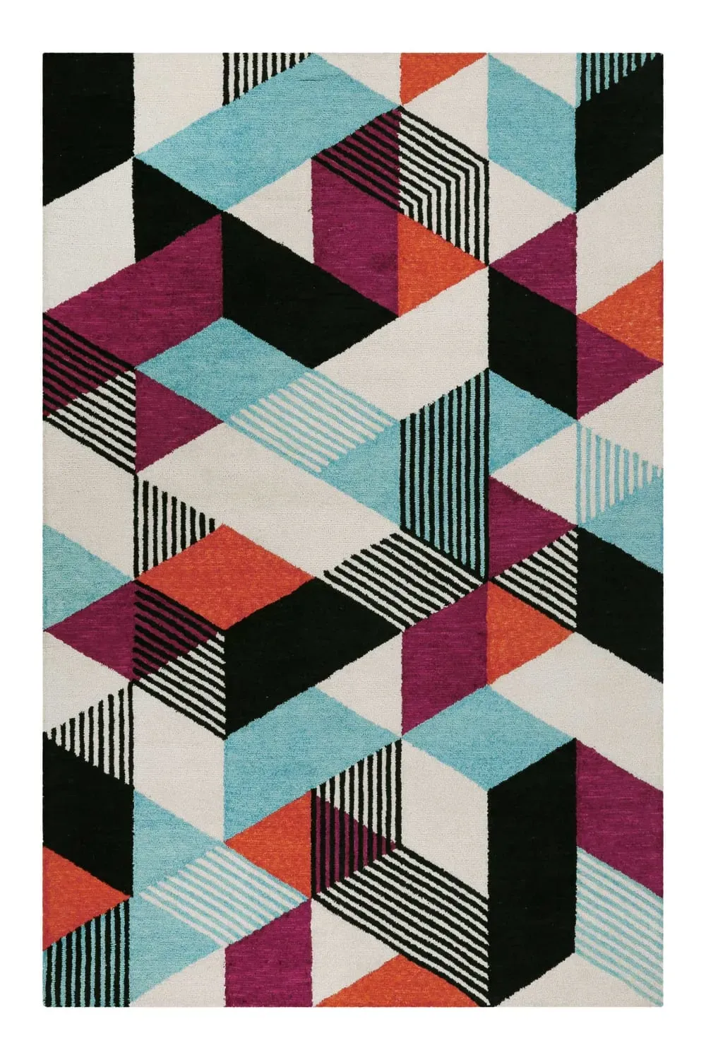 Tapis fait main à poil ras motif coloré 140x200