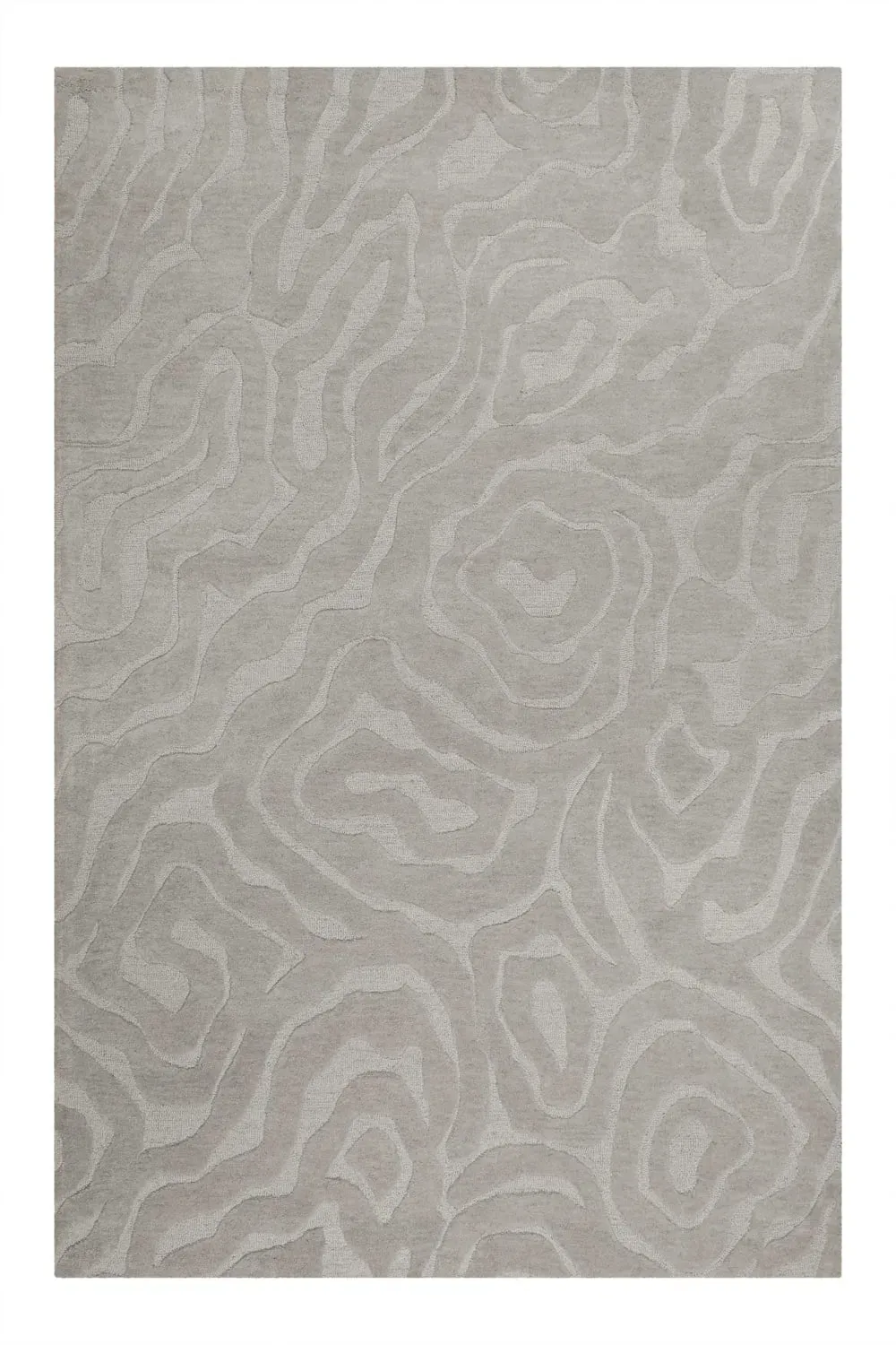 Tapis fait main motif abstrait et relief taupe 70x140
