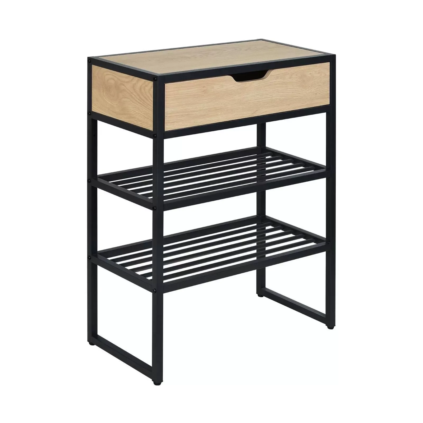 Console d'entrée rangement chaussures bois et métal 60x80cm