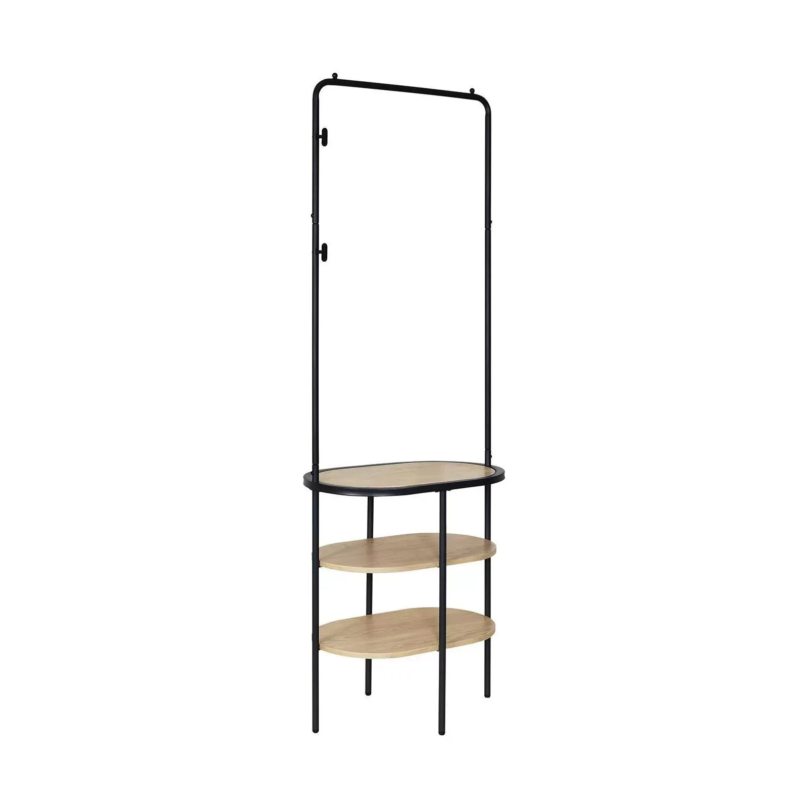 Portant d'entrée rond métal et bois 60x180cm