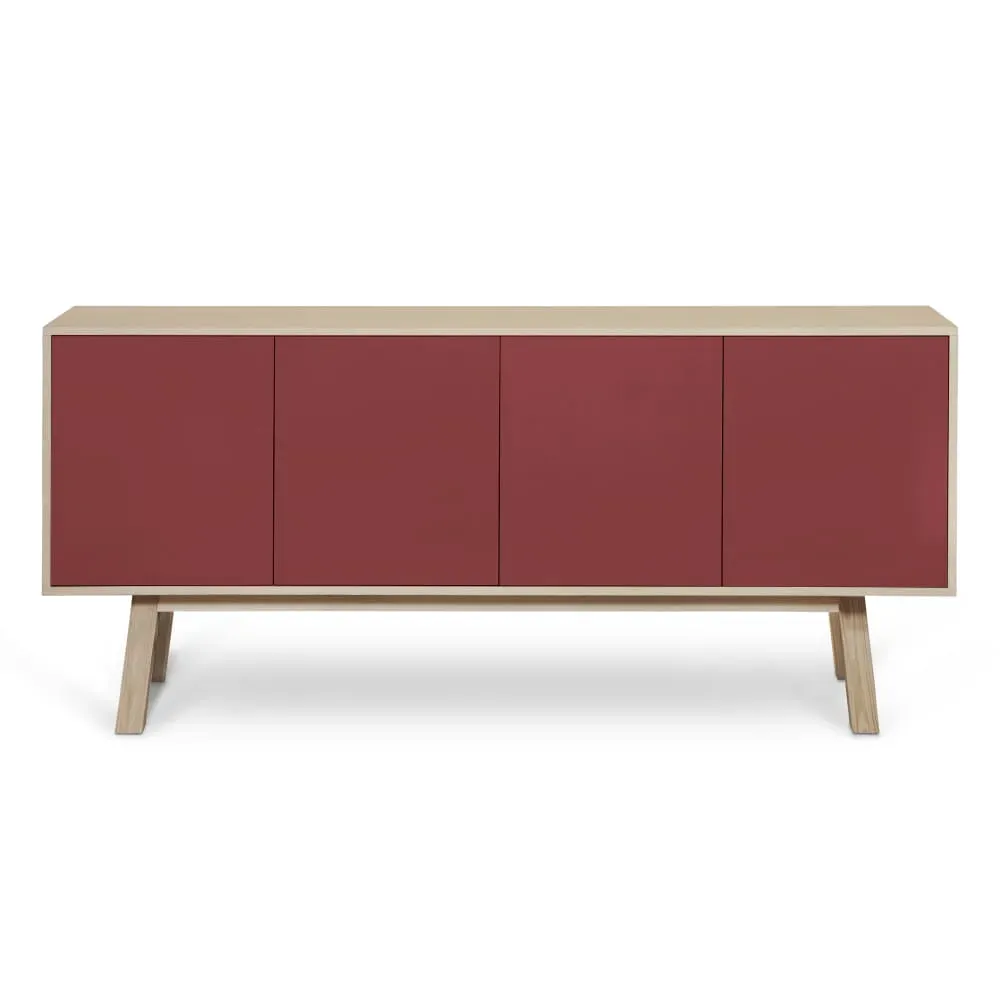 Buffet 4 portes en frêne 220 cm, hauteur 94 cm