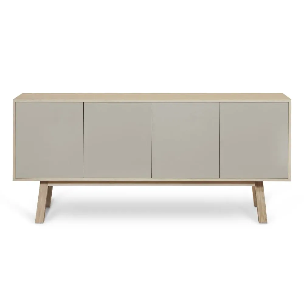Buffet 4 portes en frêne 220 cm, hauteur 94 cm