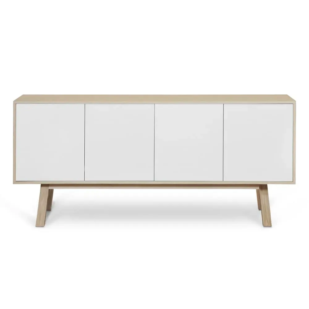 Buffet 4 portes en frêne 220 cm, hauteur 94 cm