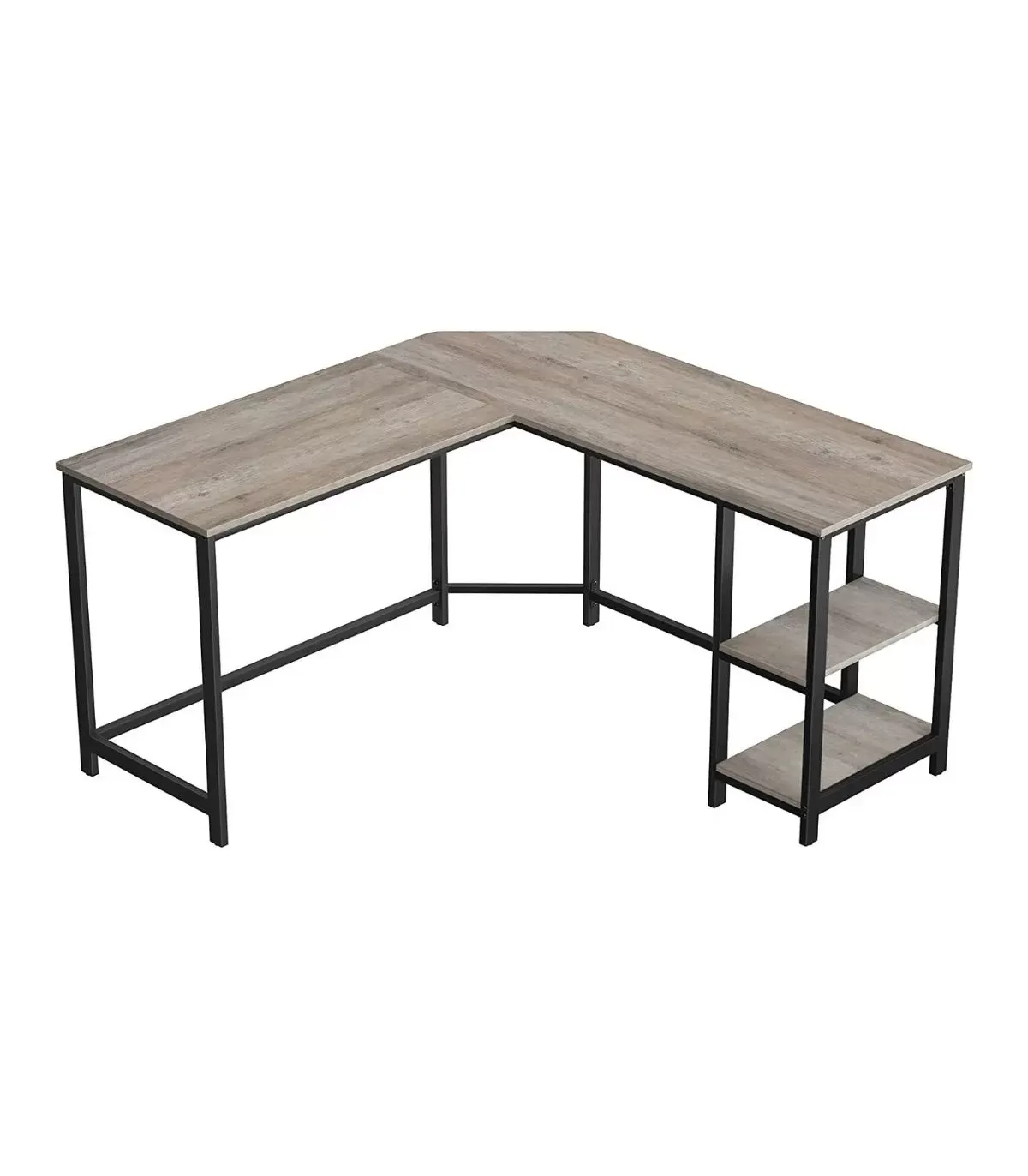 Bureau d'angle avec 2 étagères effet bois - L138 x H76 cm
